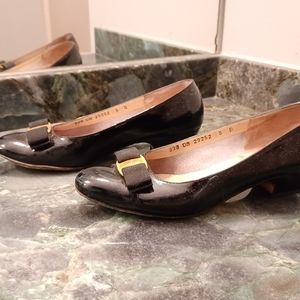 Black Ferragamo Vintage 80s Low Heel